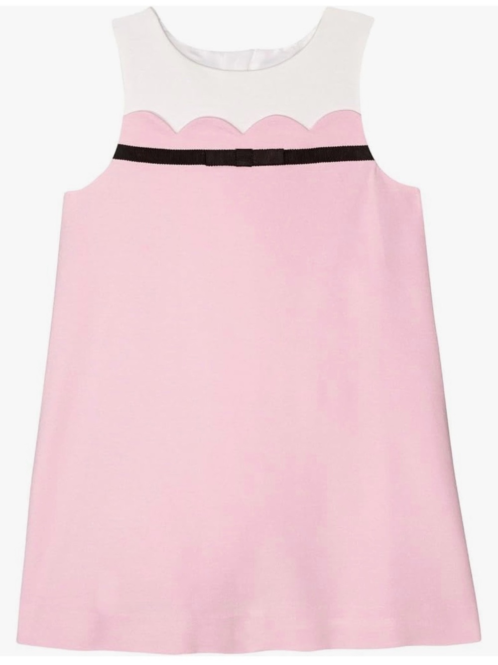kate spade Pink and White Scallop Trim A-line Dress with Black Bow